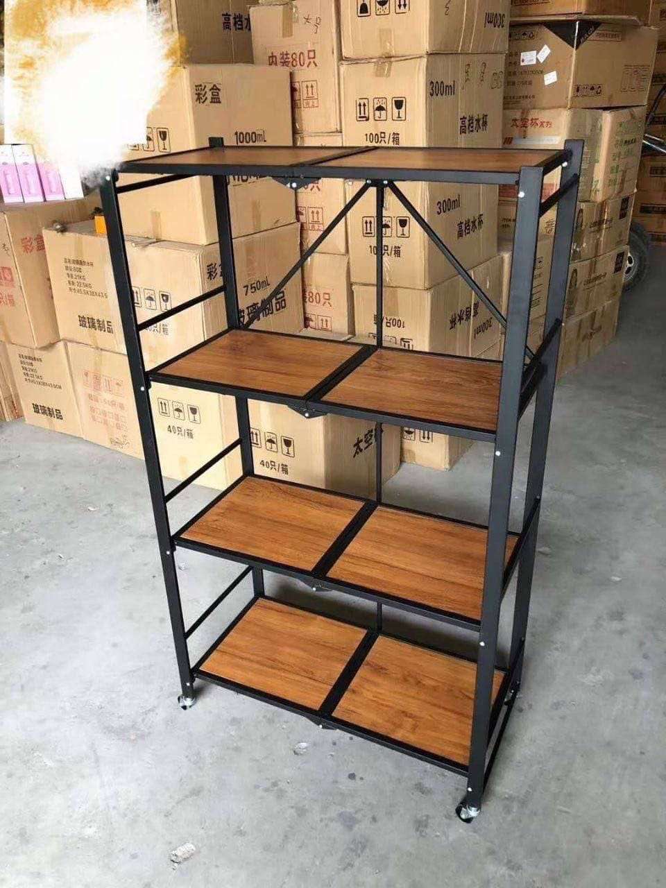 4-Layer Foldable Trolley Shelf