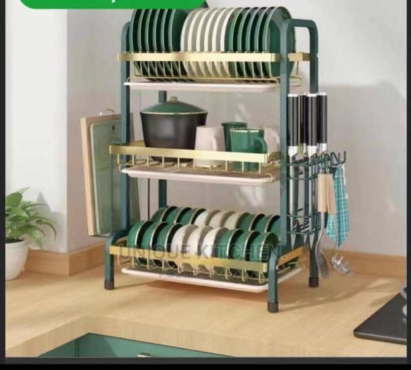 3-Layer Gold & Green Dish Rack